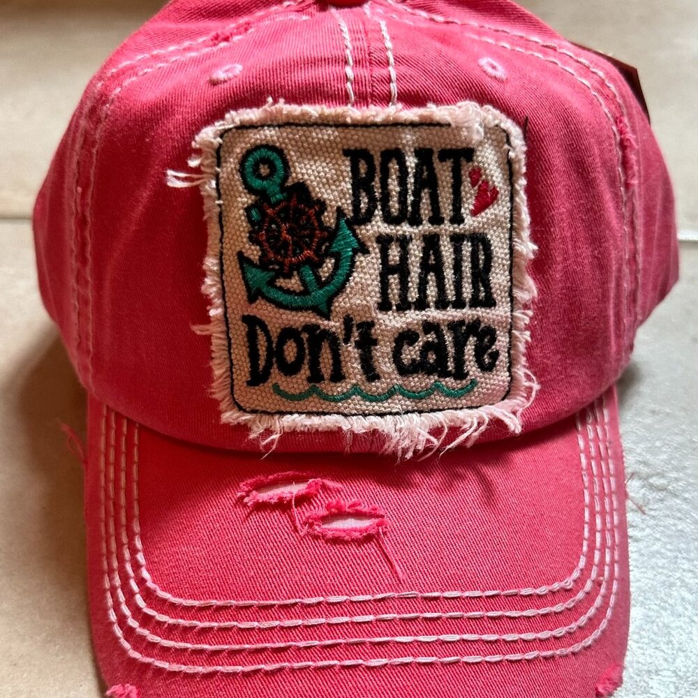 NWT KBETHOS Fuschia Boat Hair Don't Care Womens Adjustable Baseball Cap
